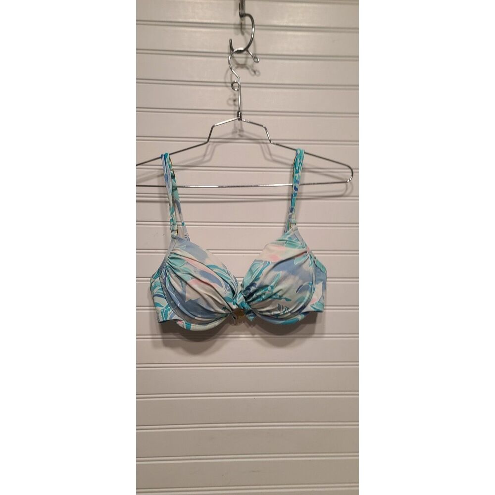 Lilly Pulitzer Womens Underwire Molded Cups Multi Color Floral Bikini Top Size 4